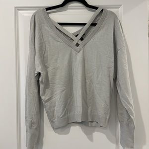 Gray criss-cross sweater